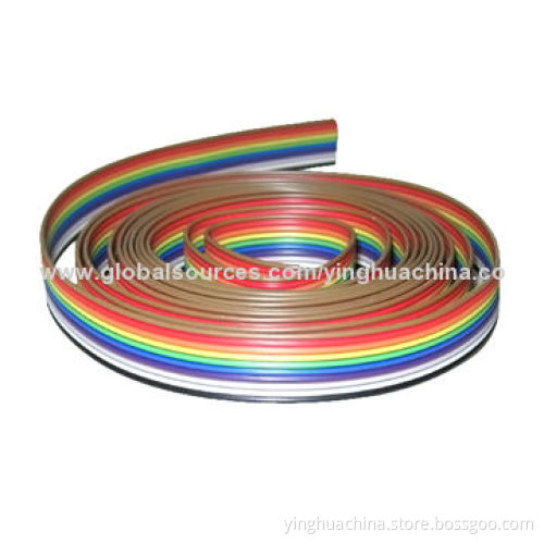 Rainbow Flat Cable, 1.27mm Pitch, AWG28, PVC 105C, 7/0.127TS Tinned Copper Conductor, Multi-colorNew